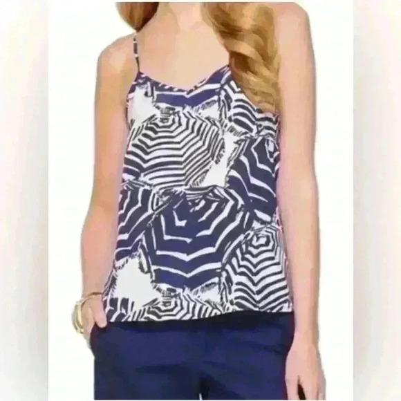 Lilly Pulitzer Oh Cabana Boy Dusk Top Umbrella Tank Size XL 100% Silk - Picture 1 of 12